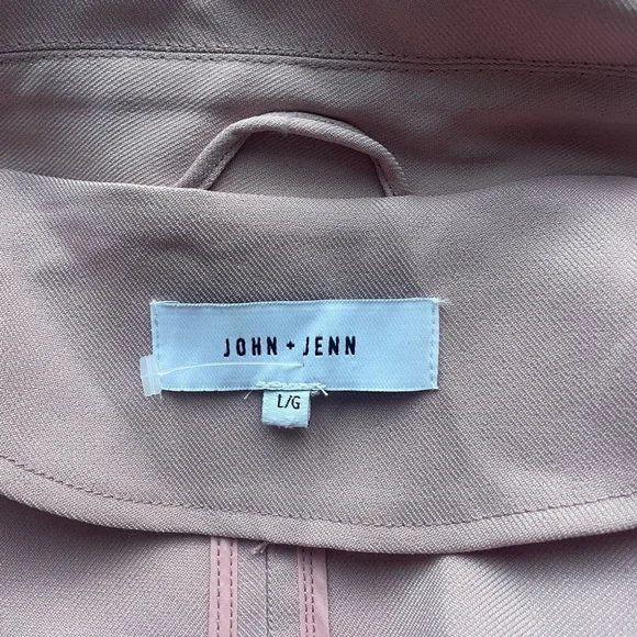 JOHN + JENN Blush Pink Belted Trench Coat Large - Picture 4 of 6